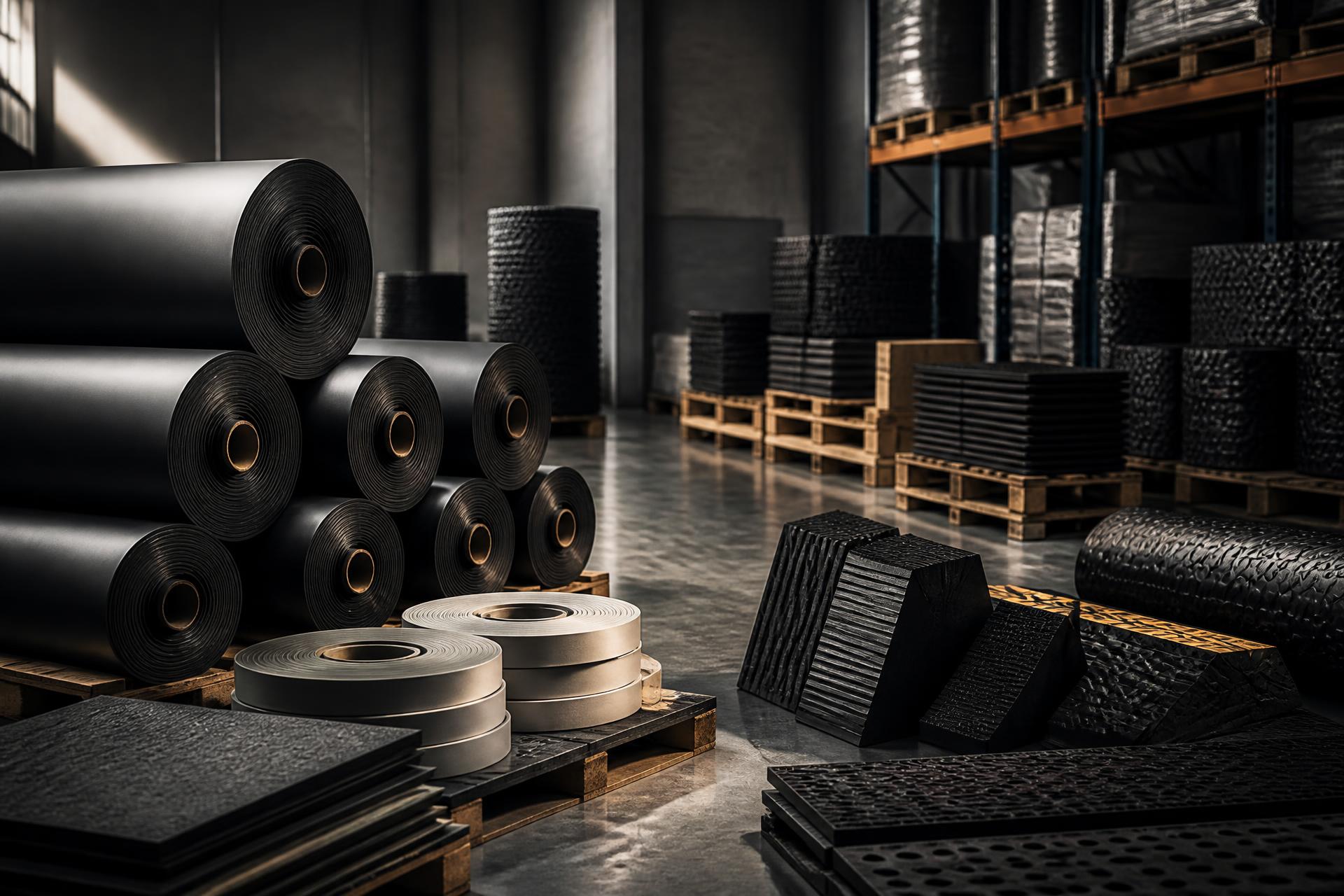 Premium industrial rubber products staged for distribution